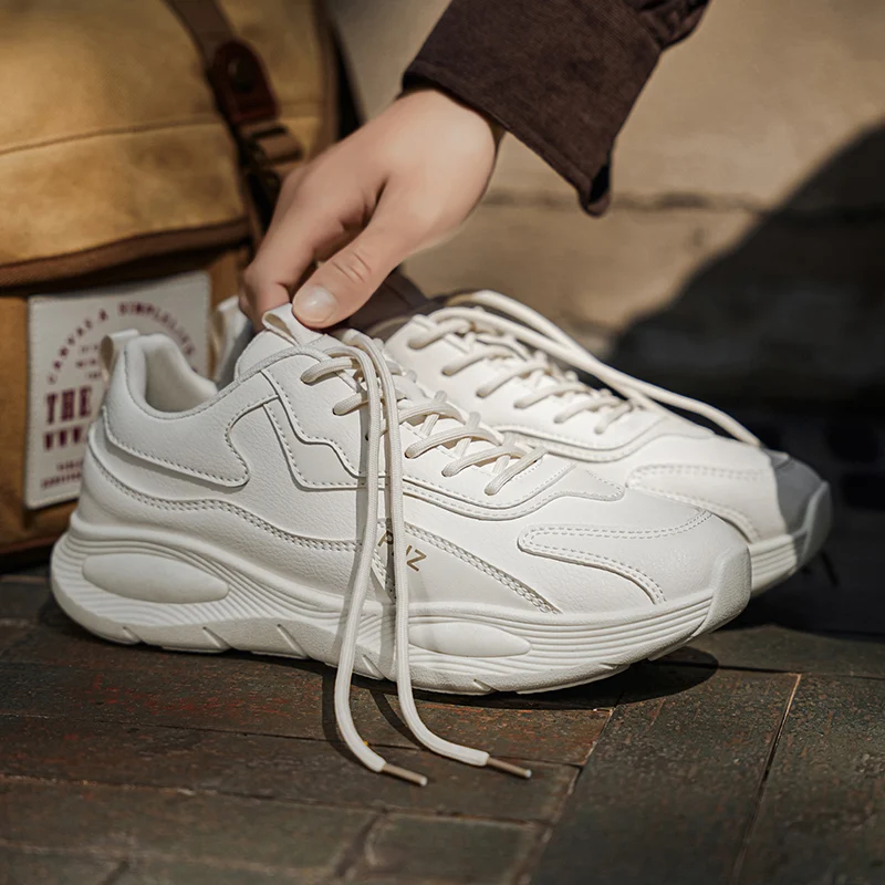 Men's Summer New Sneakers Fashion All-match Platform White Shoes Soft Sole Casual Dad… — image 3