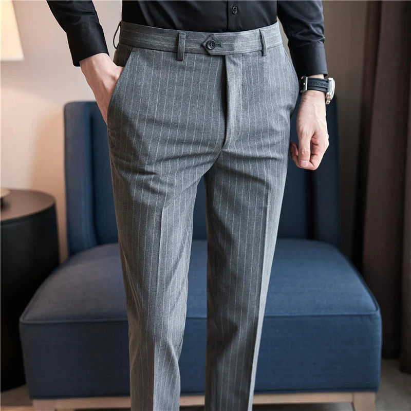 Men's Thickened Autumnwinter Striped Textured Casual Trousers — image 2