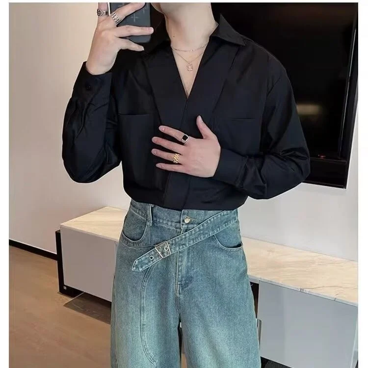 Men's V-neck Long-sleeve Pullover Shirt — image 2