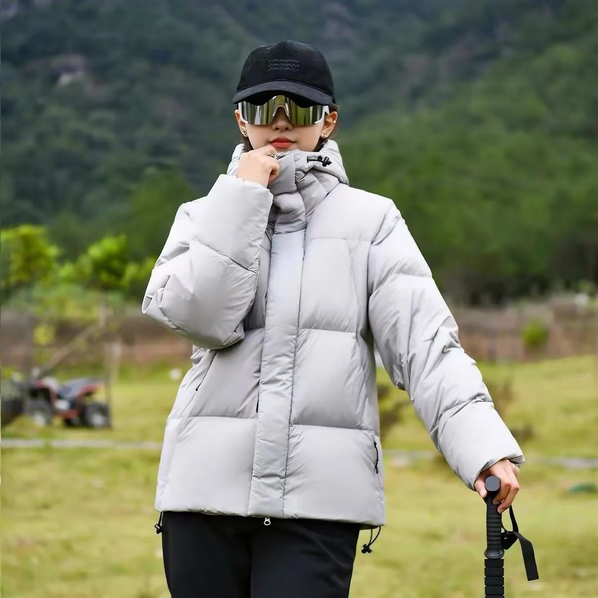 Men Women White Duck Down Puffer Jacket, Hooded Warm Winter Coat, Windproof Insulated… — image 2