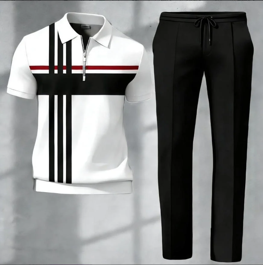 Mens 3d-printed Short-sleeve And Long-pants Set — image 9