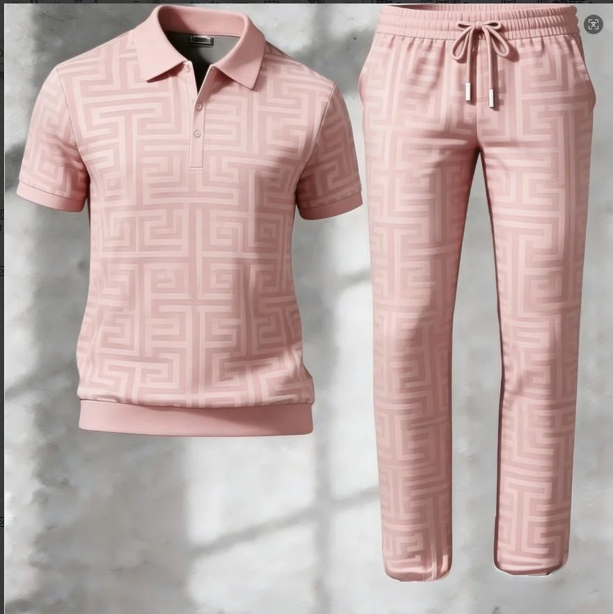 Mens 3d-printed Short-sleeve And Long-pants Set — image 3