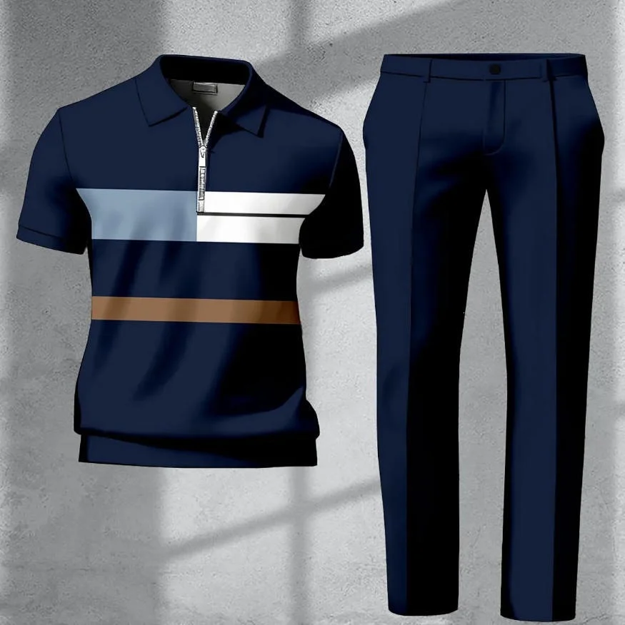 Mens 3d-printed Short-sleeve And Long-pants Set — image 8