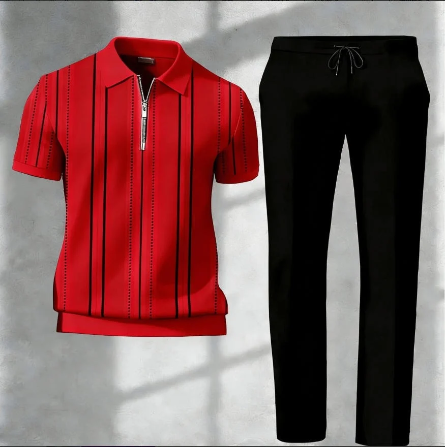 Mens 3d-printed Short-sleeve And Long-pants Set — image 6