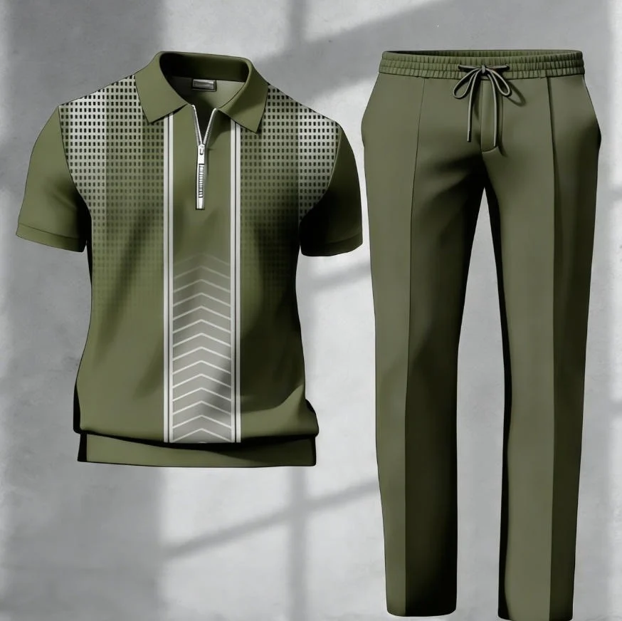 Mens 3d-printed Short-sleeve And Long-pants Set — image 5