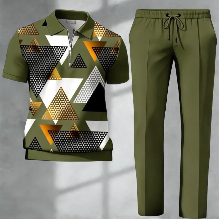 Mens 3d-printed Short-sleeve And Long-pants Set — image 10