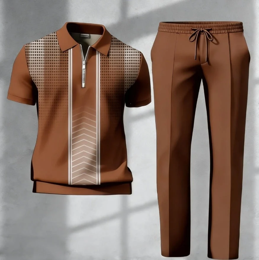 Mens 3d-printed Short-sleeve And Long-pants Set — image 7