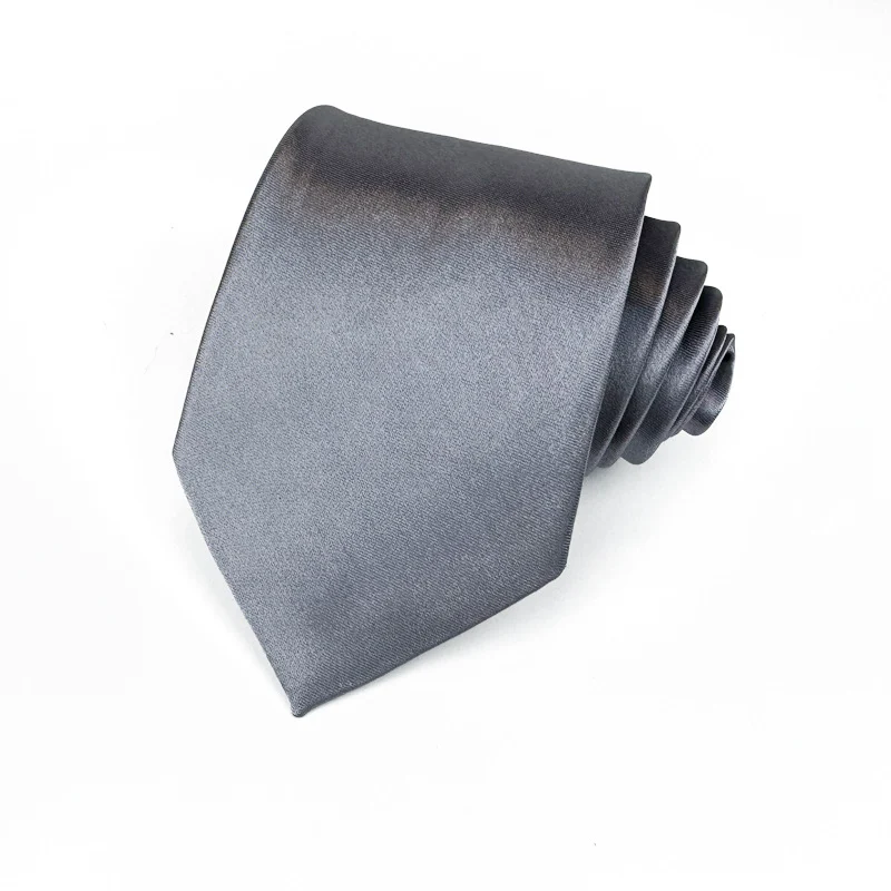 Mens 8cm Hand-tied Tie Solid Color Plain — image 7