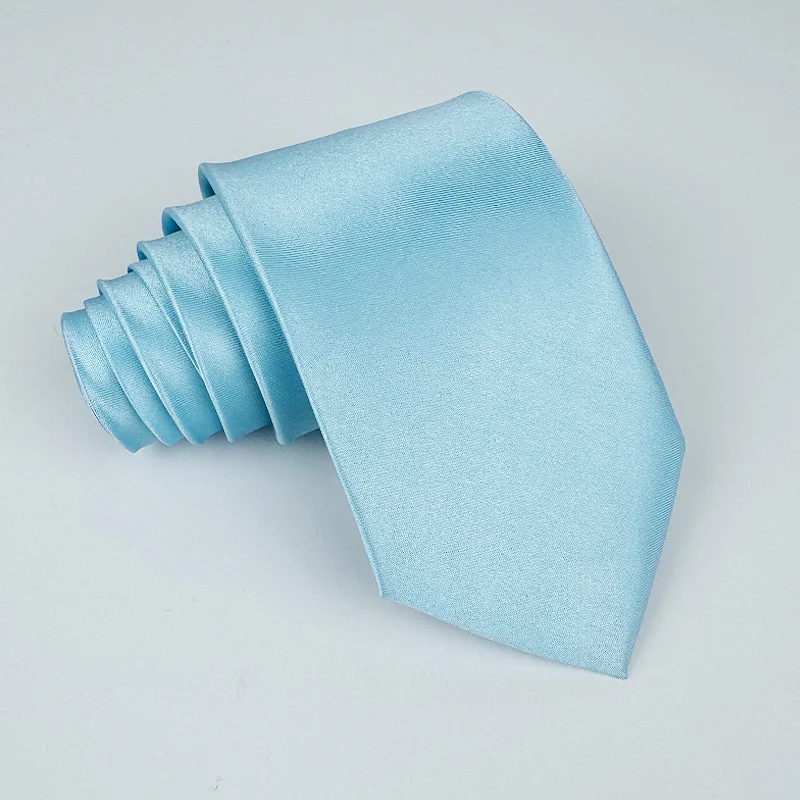 Mens 8cm Hand-tied Tie Solid Color Plain — image 2