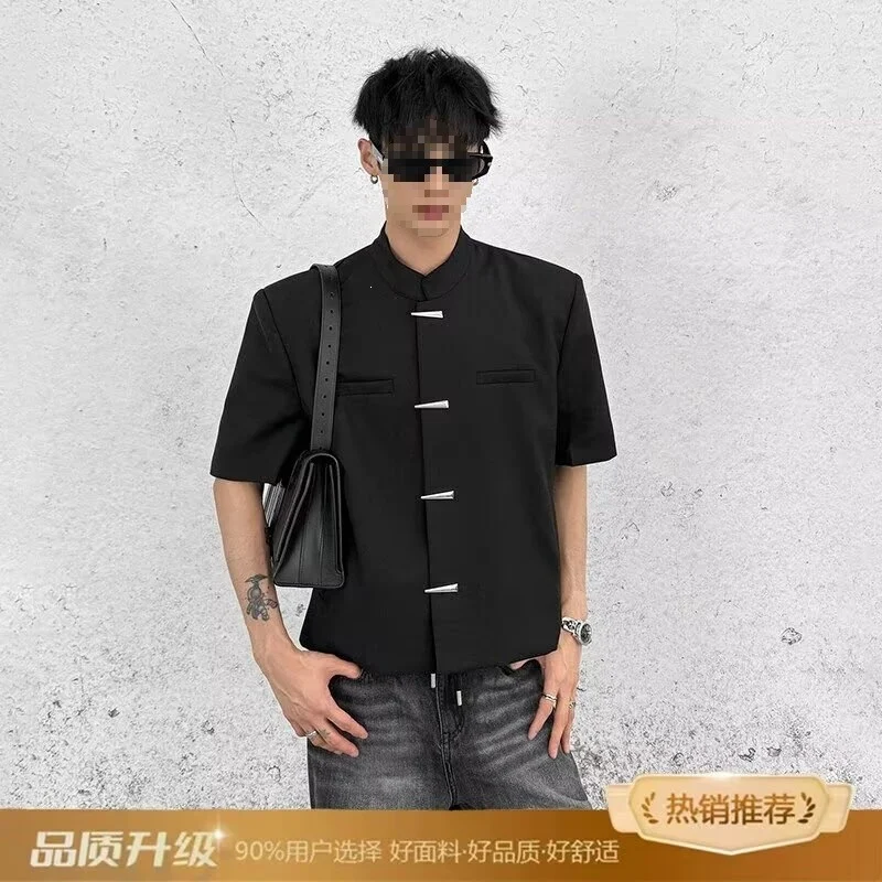 Mens American-style Vintage Dark-patterned Shirt — image 4