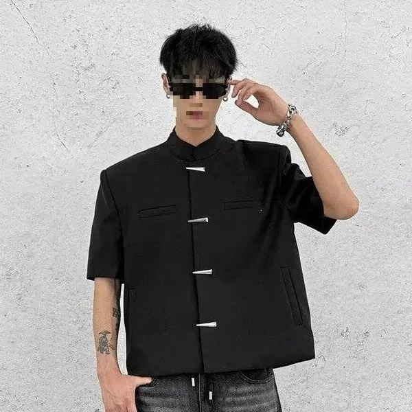 Mens American-style Vintage Dark-patterned Shirt — image 2