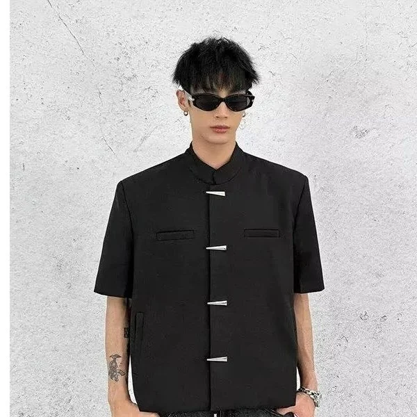 Mens American-style Vintage Dark-patterned Shirt — image 6