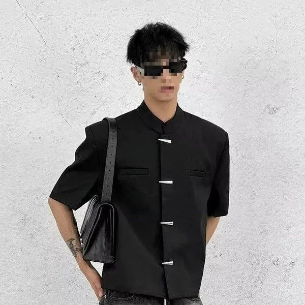 Mens American-style Vintage Dark-patterned Shirt — image 5