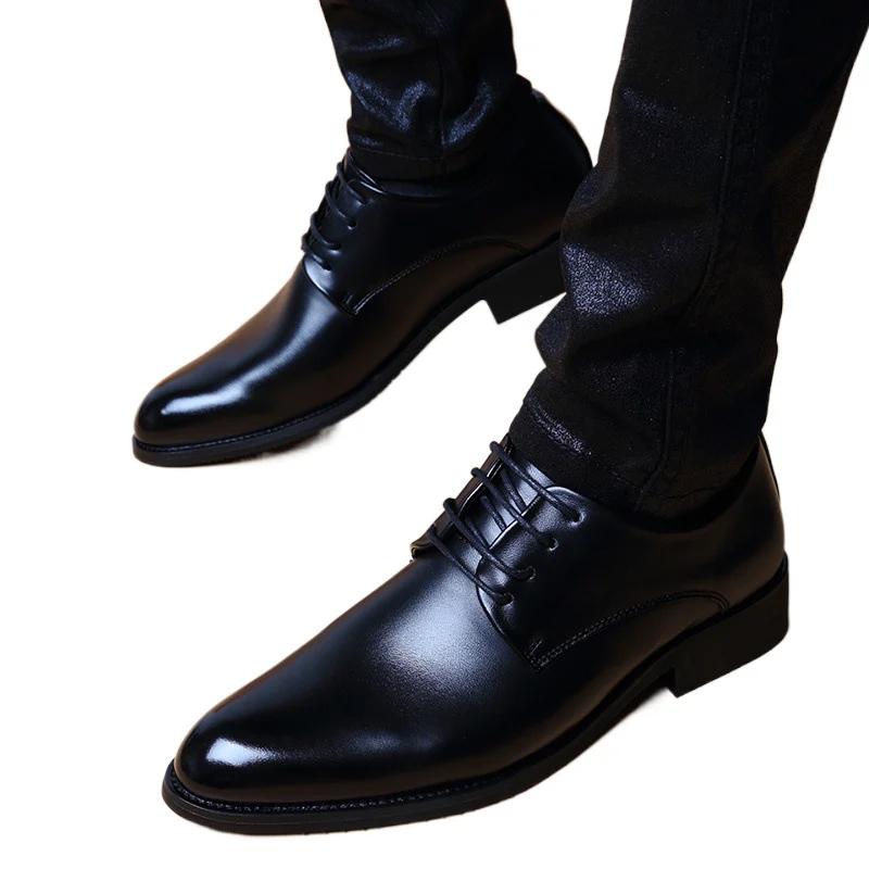 Mens British-style Casual Pointed-toe Lace-up Height-increasing Shoes — image 5