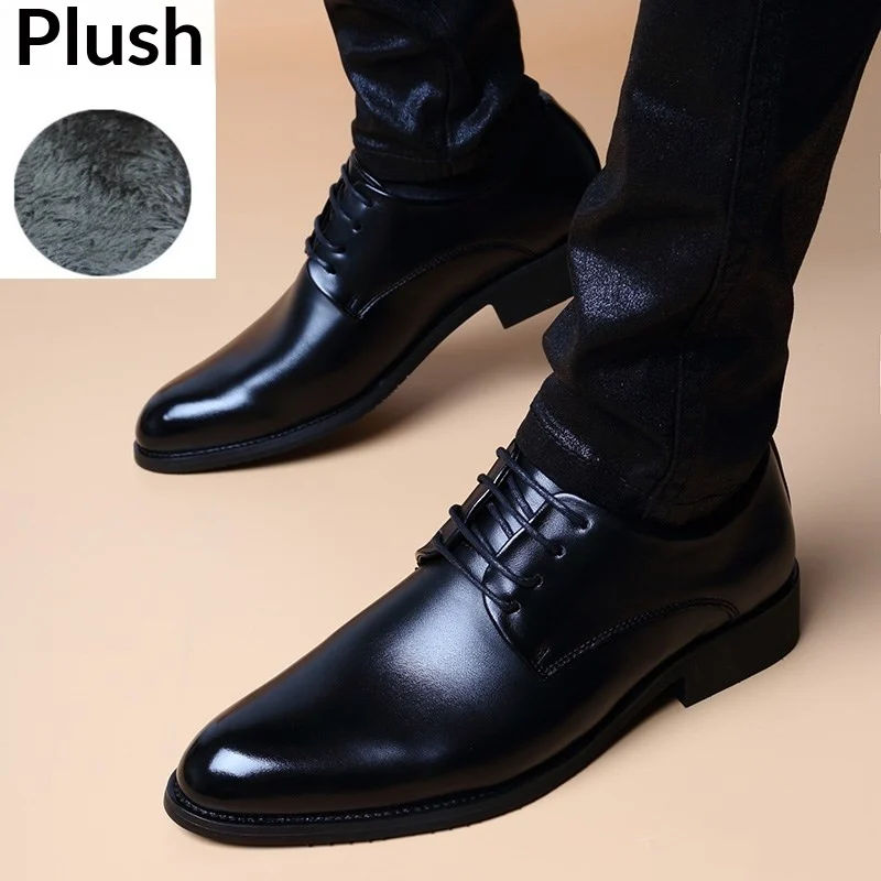 Mens British-style Casual Pointed-toe Lace-up Height-increasing Shoes — image 7
