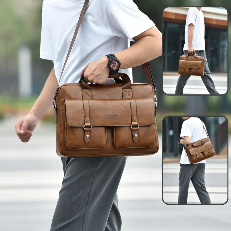 Mens Business Large-capacity Shouldercrossbody Simple Briefcase — image 4