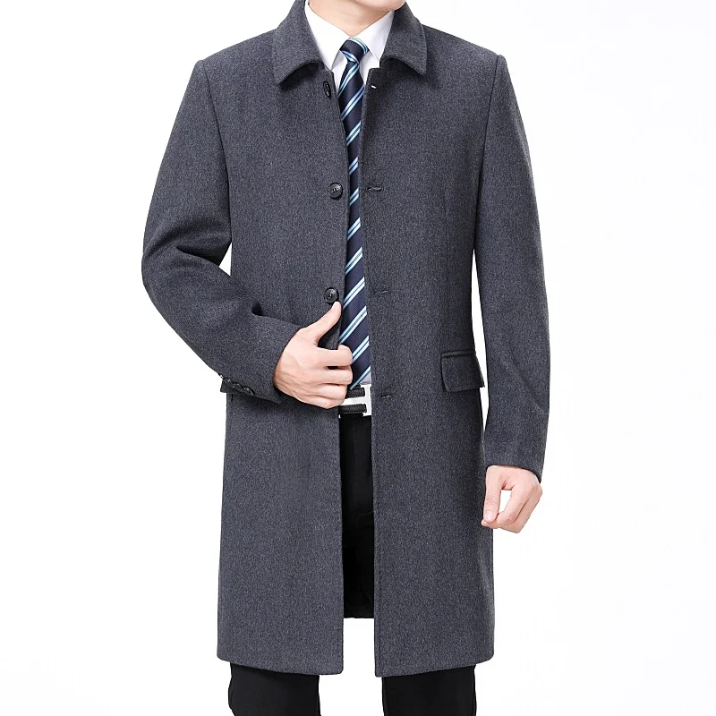 Mens Casual Long Wool Coat — image 5