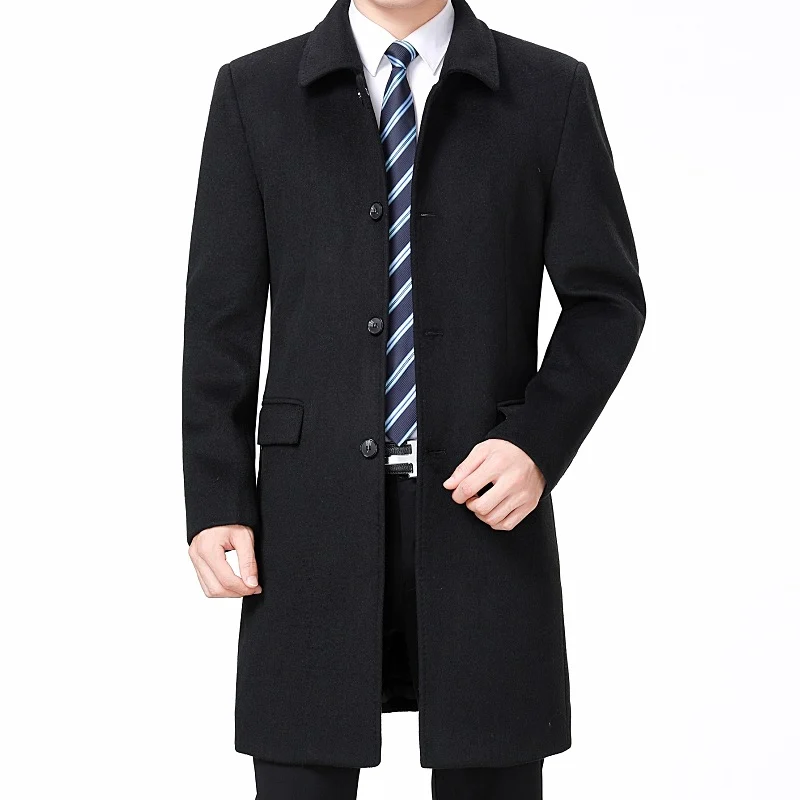 Mens Casual Long Wool Coat — image 4