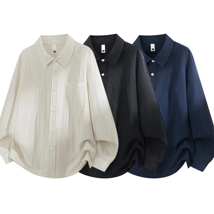 Mens Casual Loose-fit Long-sleeve Shirt — image 6