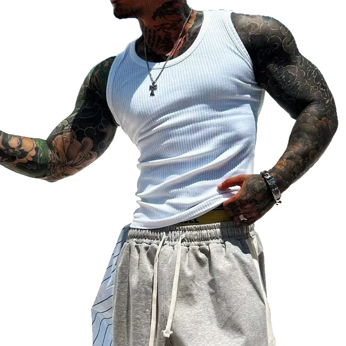 Mens Casual Ribbed Sleeveless Top — image 7