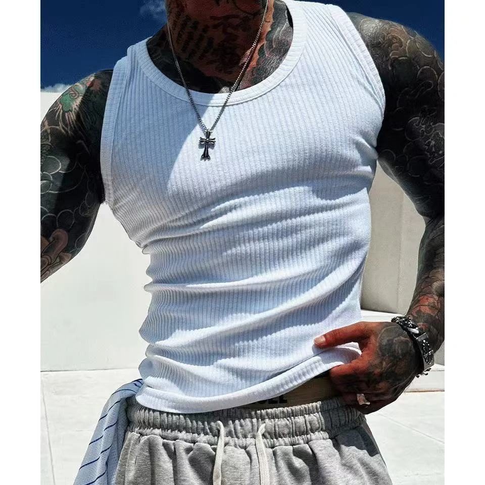 Mens Casual Ribbed Sleeveless Top — image 2