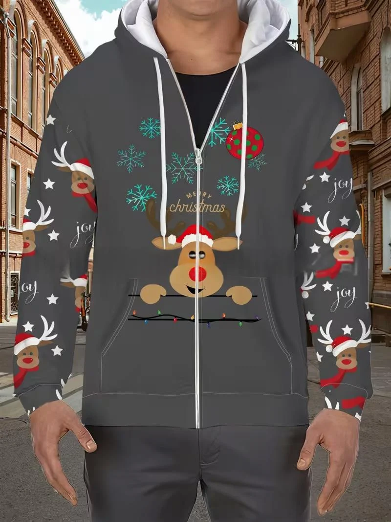 Mens Christmas-themed 3d-printed Hooded Sweatshirt — image 4