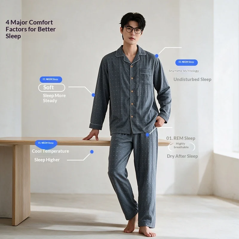 Mens Cotton Double-layer Gauze Loungewear — image 4