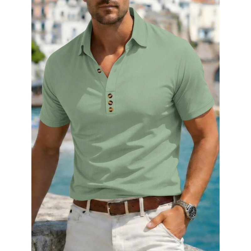 Mens Cotton-linen Lapel Casual Shirt — image 4