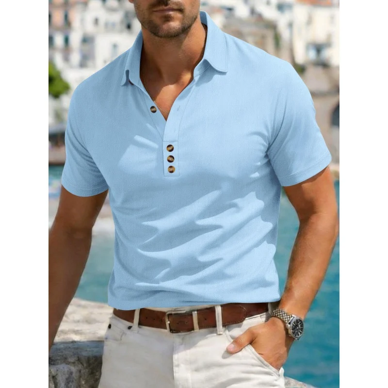 Mens Cotton-linen Lapel Casual Shirt — image 6