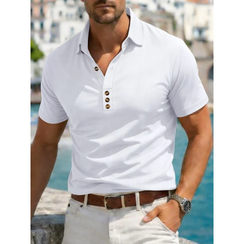 Mens Cotton-linen Lapel Casual Shirt — image 8