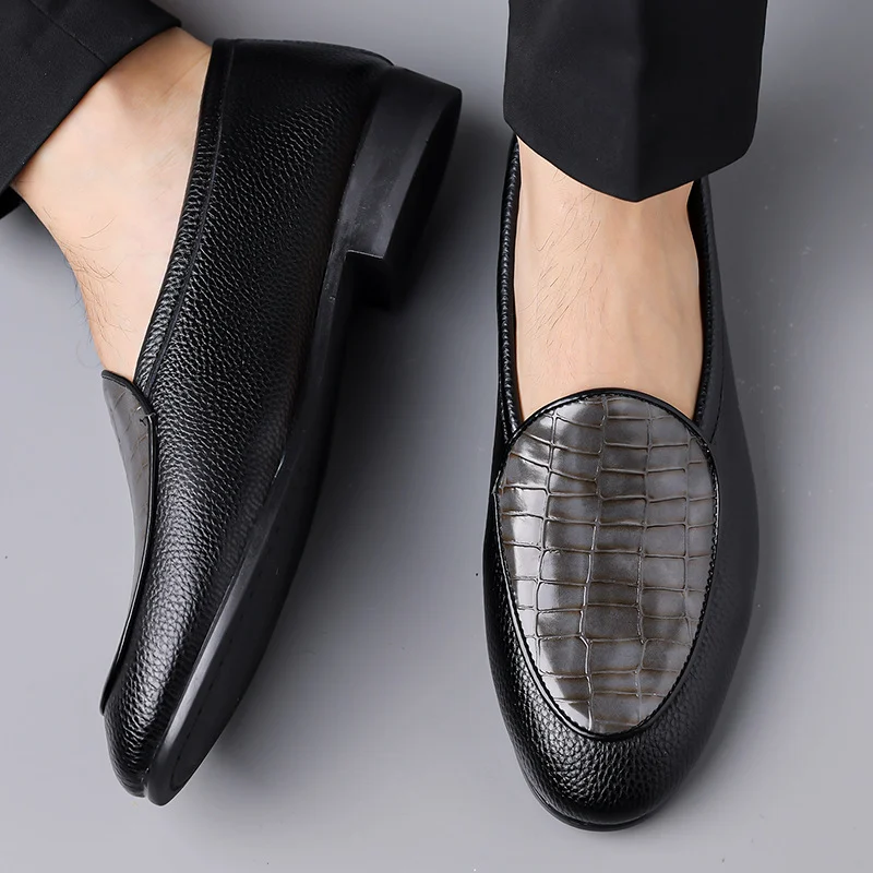 Mens Crocodile-pattern Handmade Leather Shoes — image 3