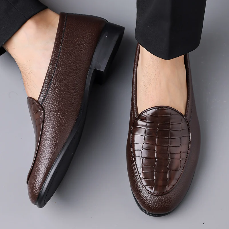 Mens Crocodile-pattern Handmade Leather Shoes — image 2