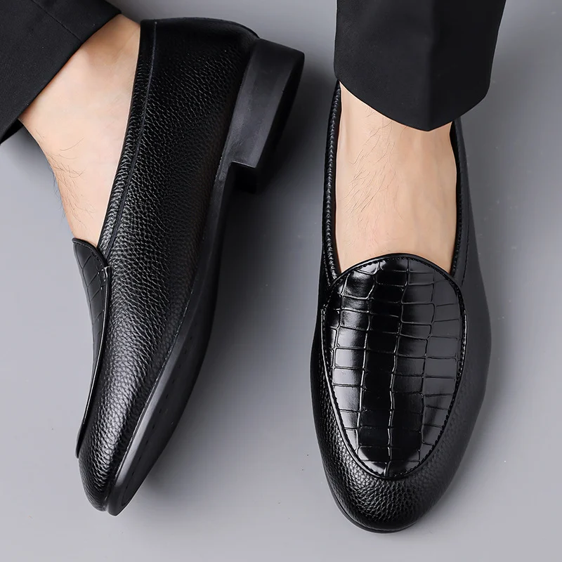 Mens Crocodile-pattern Handmade Leather Shoes — image 8