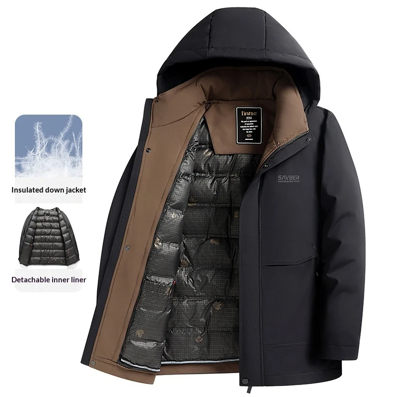 Mens Detachable Liner Hooded Down Jacket — image 5
