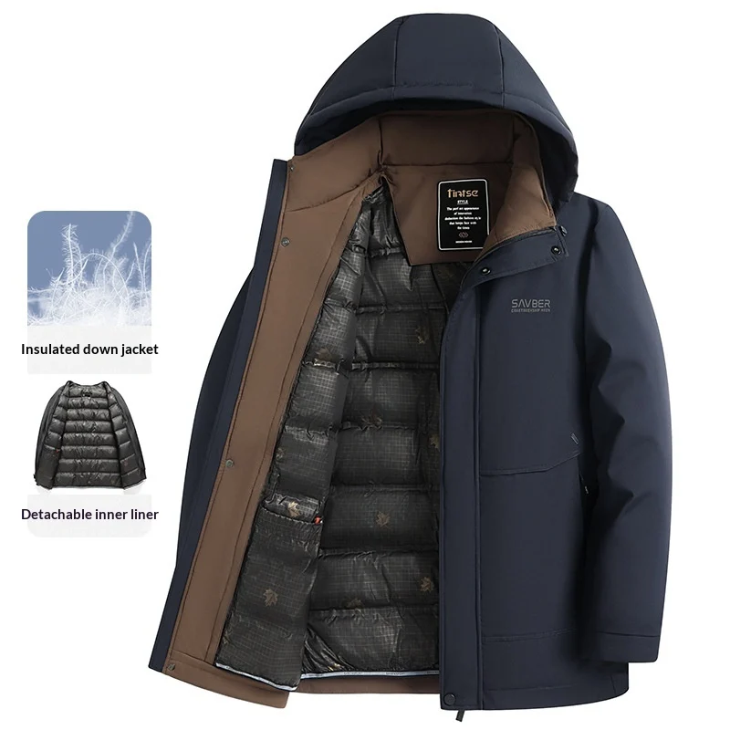 Mens Detachable Liner Hooded Down Jacket — image 4