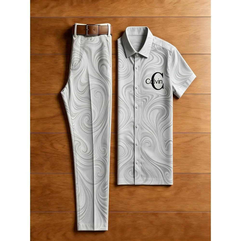 Mens Digital-print Titanium Cotton Suit — image 4
