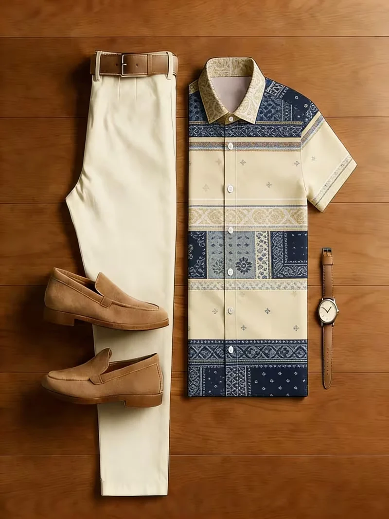 Mens Digital-print Titanium Cotton Suit — image 3