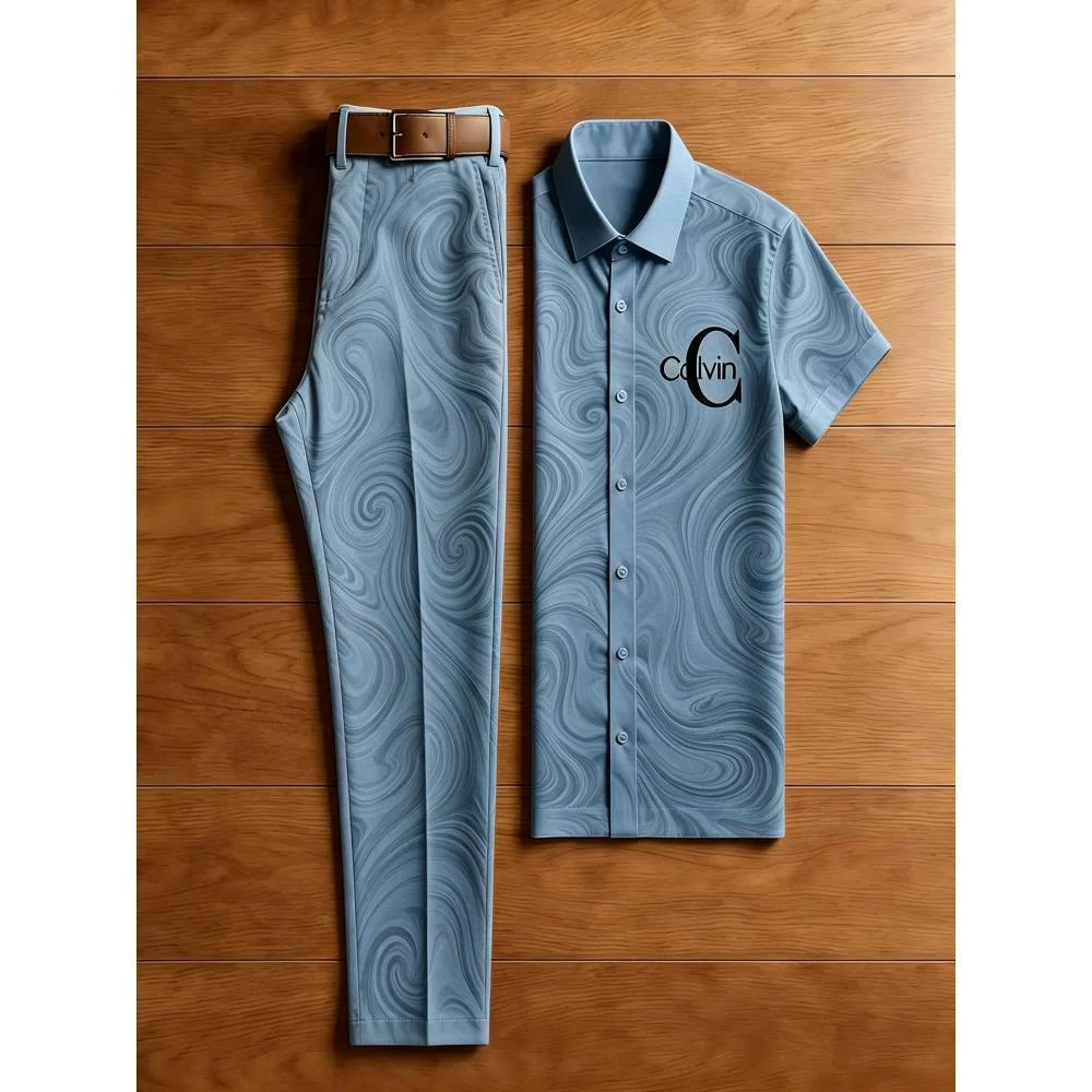 Mens Digital-print Titanium Cotton Suit — image 6