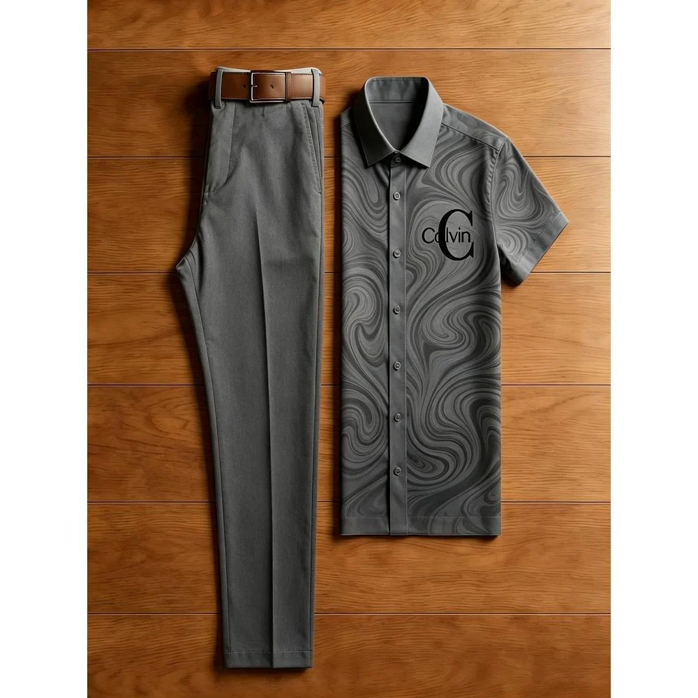 Mens Digital-print Titanium Cotton Suit — image 5