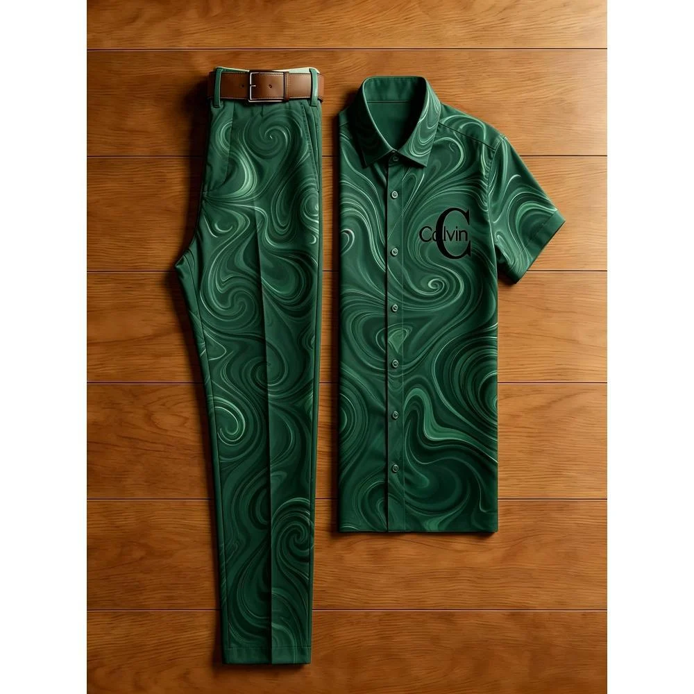 Mens Digital-print Titanium Cotton Suit — image 2
