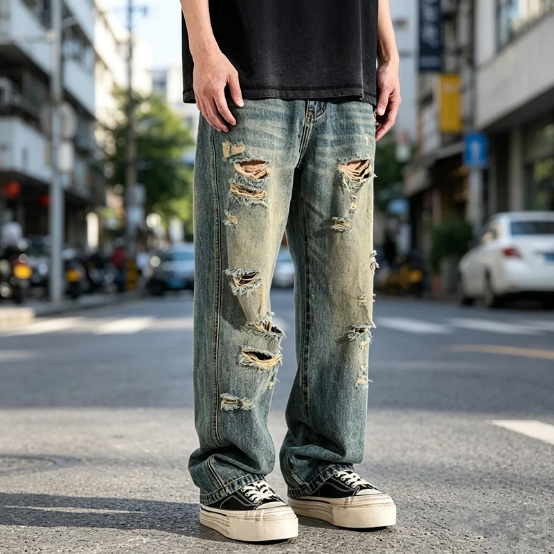 Mens Distressed Baggy Casual Pants With Rips — image 5