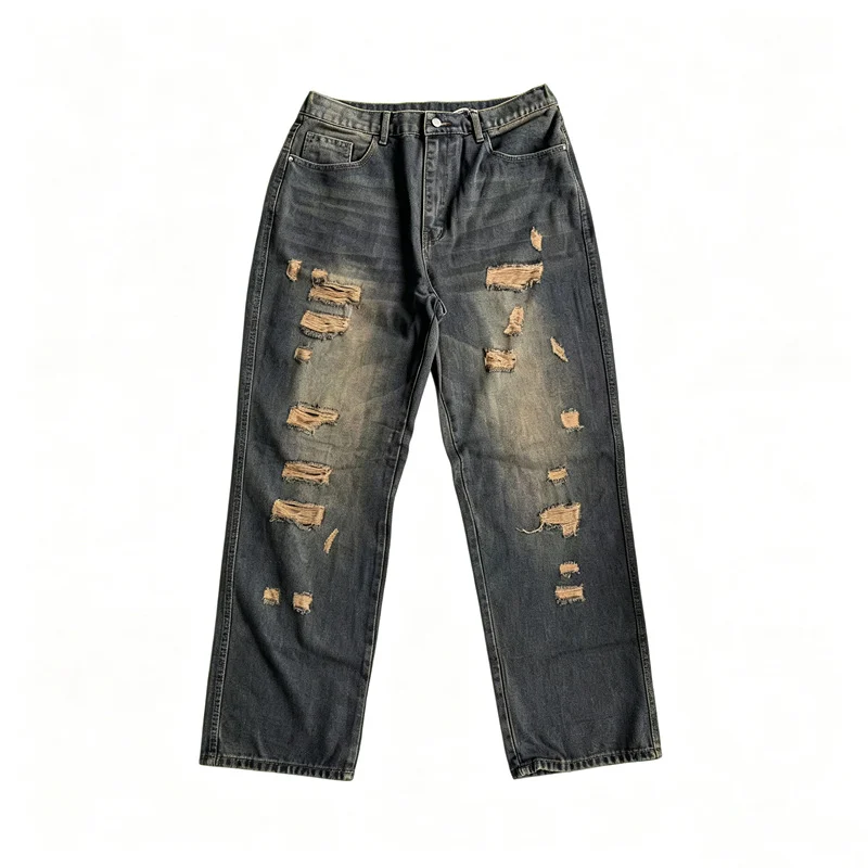 Mens Distressed Baggy Casual Pants With Rips — image 3