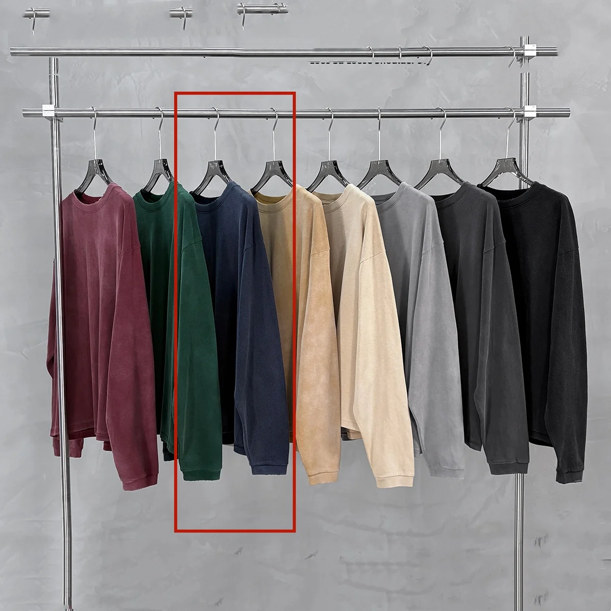 Mens Fallwinter Long-sleeve Pure Cotton Vintage Washed Loose-fit Drop-shoulder Top — image 5