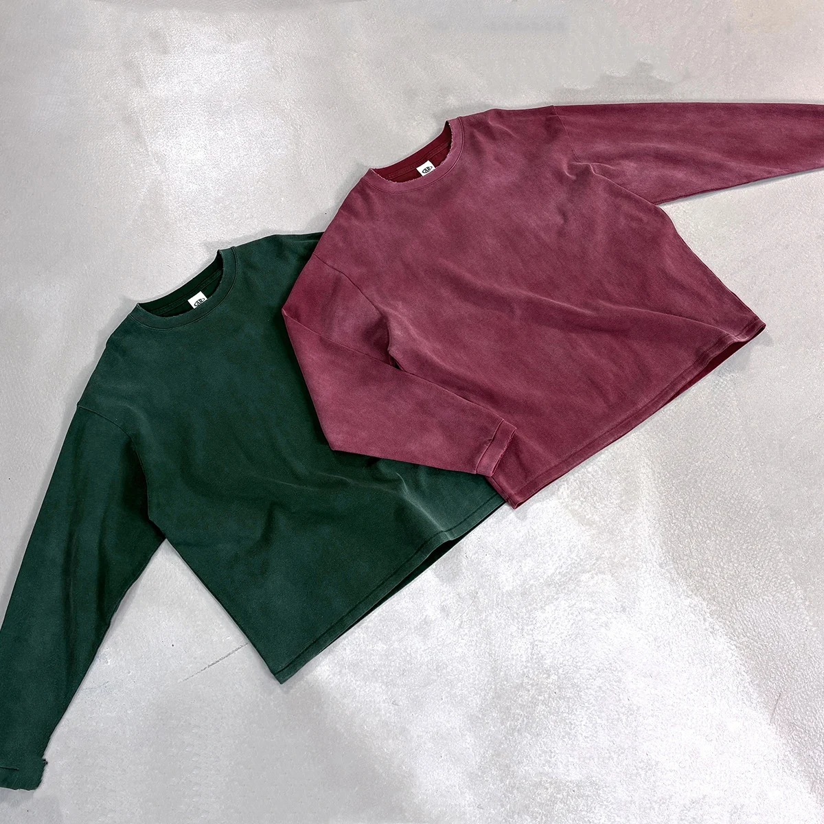 Mens Fallwinter Long-sleeve Pure Cotton Vintage Washed Loose-fit Drop-shoulder Top — image 3