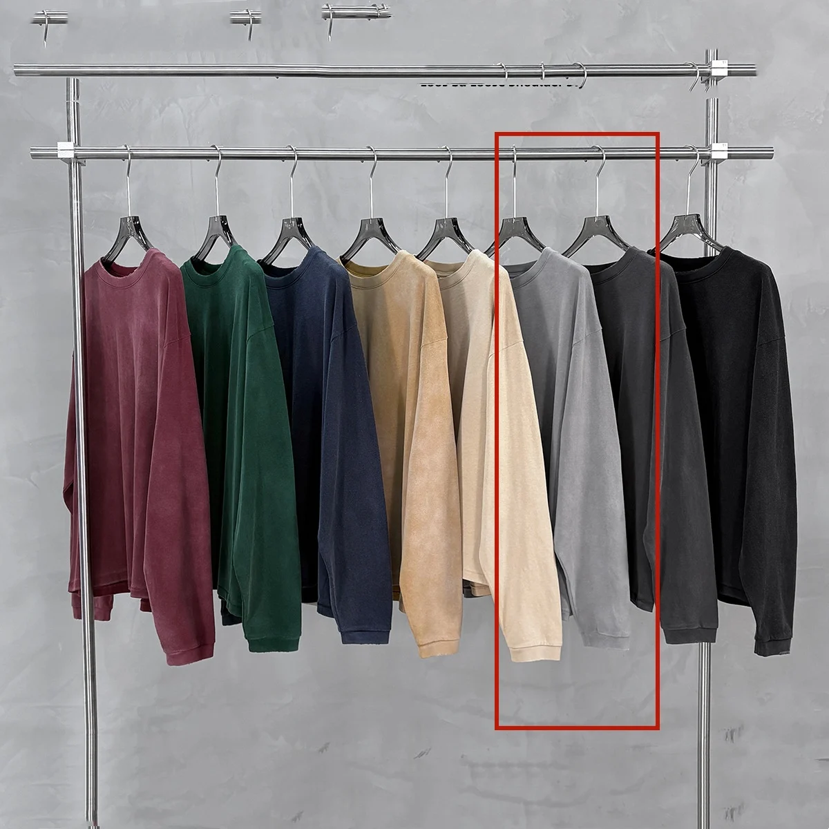 Mens Fallwinter Long-sleeve Pure Cotton Vintage Washed Loose-fit Drop-shoulder Top — image 8