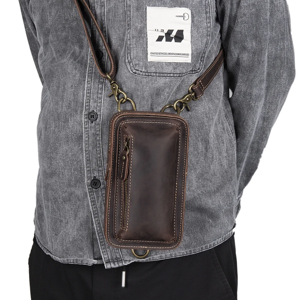 Mens First-layer Cowhide Crossbody Waist Bag — image 5