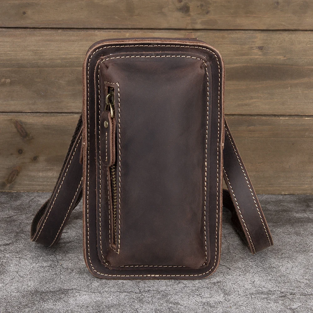 Mens First-layer Cowhide Crossbody Waist Bag — image 2