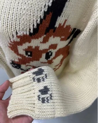 Mens Fox Jacquard Sweater Cardigan — image 3