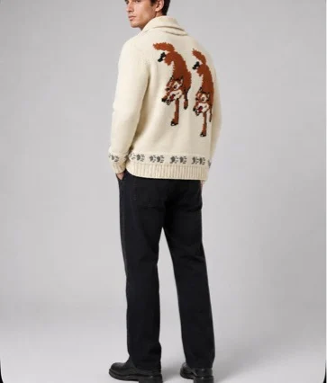 Mens Fox Jacquard Sweater Cardigan — image 5