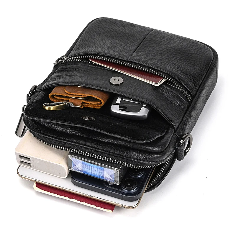 Mens Genuine Leather Cowhide Crossbody Bag — image 5